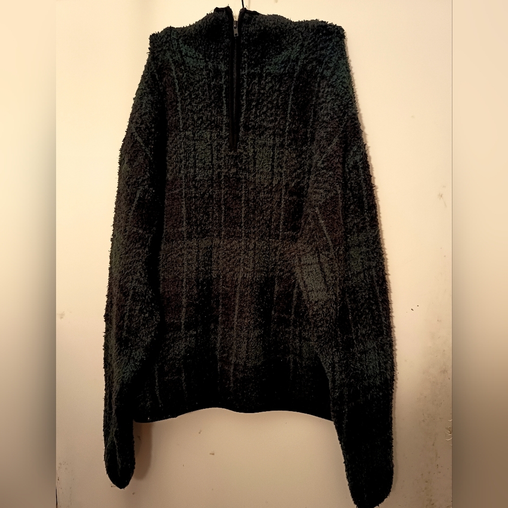 SKIMS Sweater Joggers Tracksuit set size L/XL Black/Dark Green Oversized Furry